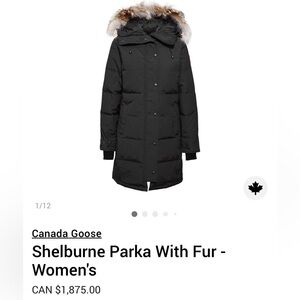 Canada Goose Black Shelburne Parka with Fur Trim